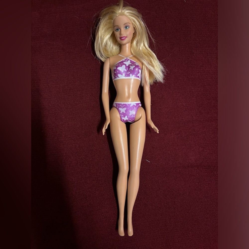 Barbie Palm Beach Doll Always Dressed Purple Butterfly Swimsuit 2001 USED